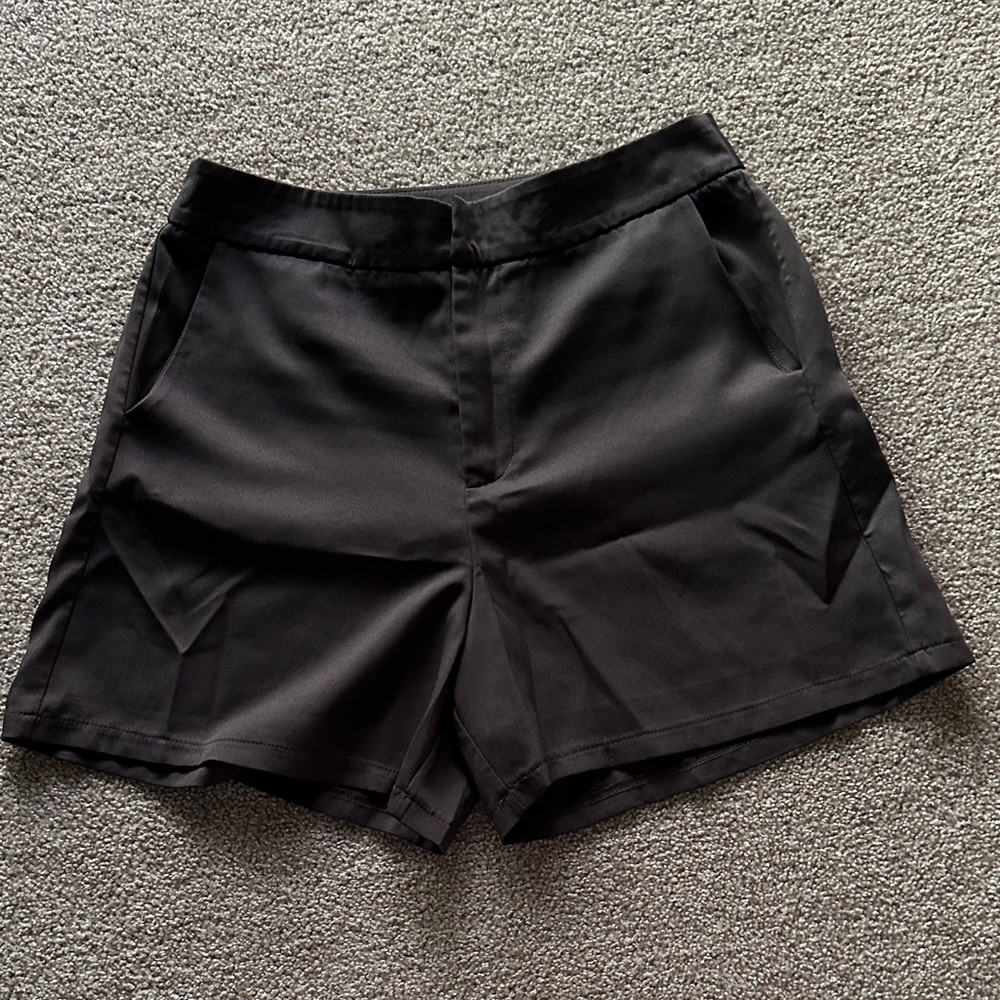 princess polly - dark brown pleated dress shorts